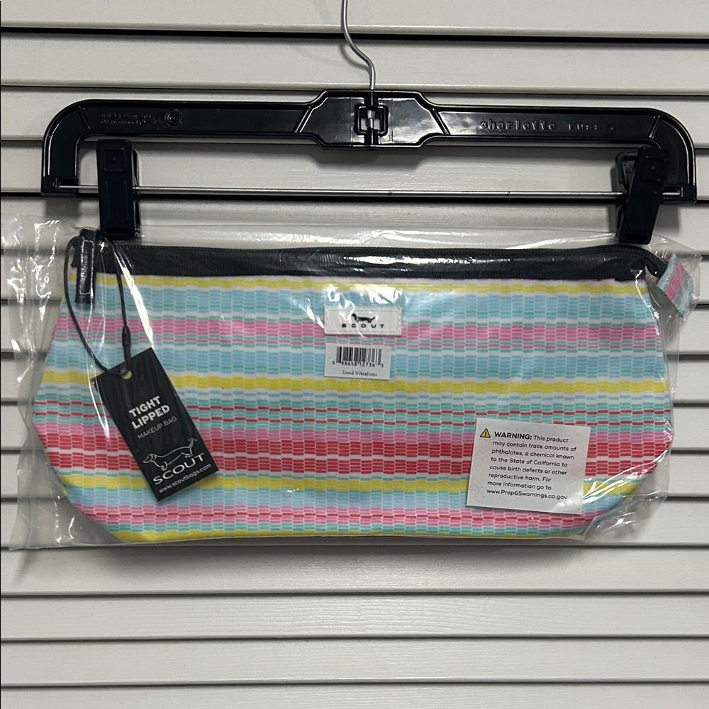 Scout Multicolor Striped Tight Lipped Makeup Bag